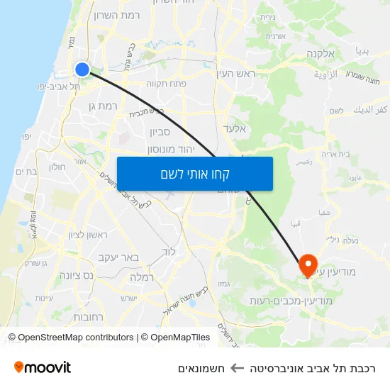 מפת רכבת תל אביב אוניברסיטה לחשמונאים