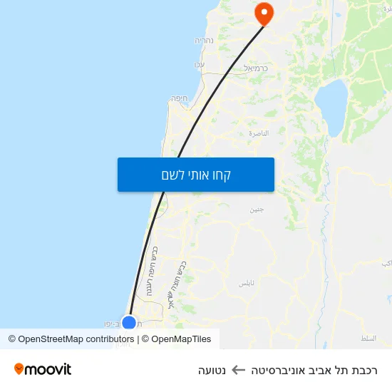 מפת רכבת תל אביב אוניברסיטה לנטועה