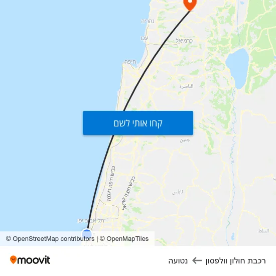 מפת רכבת חולון וולפסון לנטועה