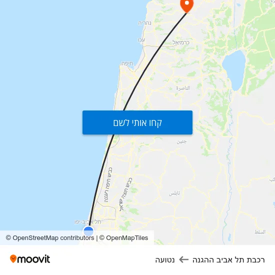 מפת רכבת תל אביב ההגנה לנטועה
