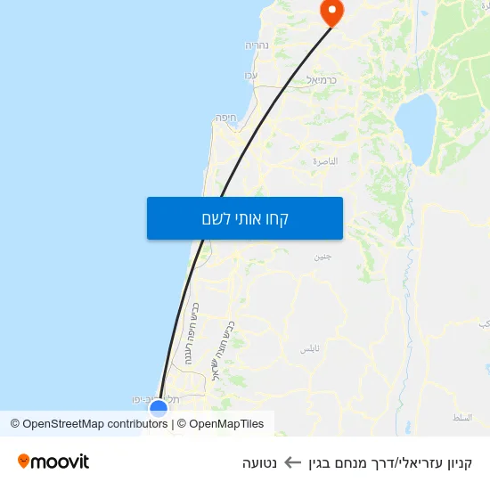 מפת קניון עזריאלי/דרך מנחם בגין לנטועה