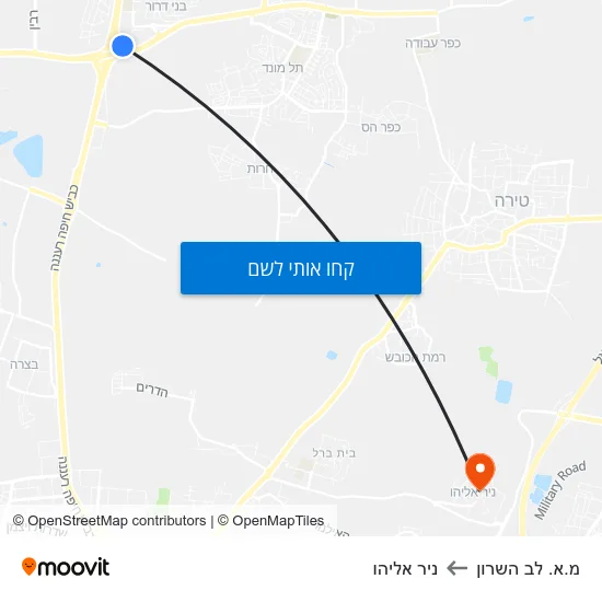 מפת מ.א. לב השרון לניר אליהו
