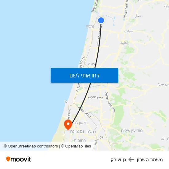 מפת משמר השרון לגן שורק