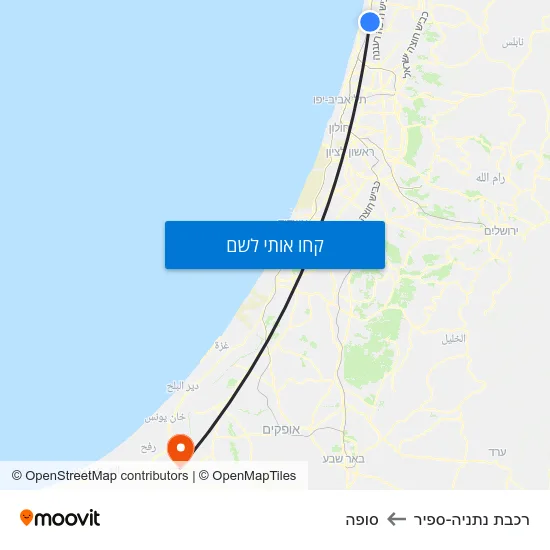 מפת רכבת נתניה-ספיר לסופה