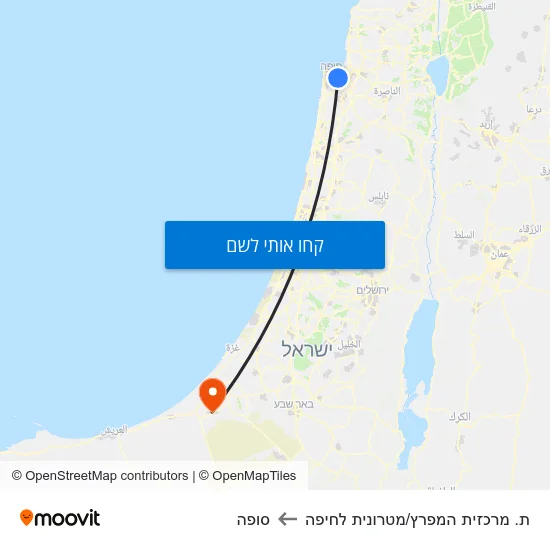 מפת ת. מרכזית המפרץ/מטרונית לחיפה לסופה