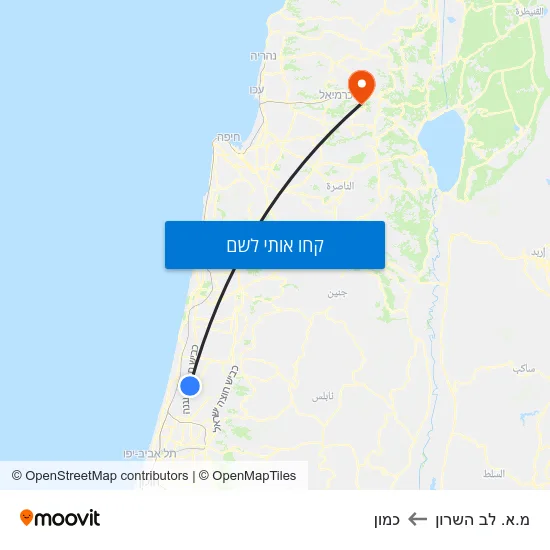 מפת מ.א. לב השרון לכמון