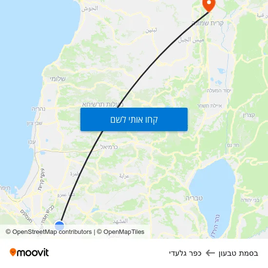 מפת בסמת טבעון לכפר גלעדי