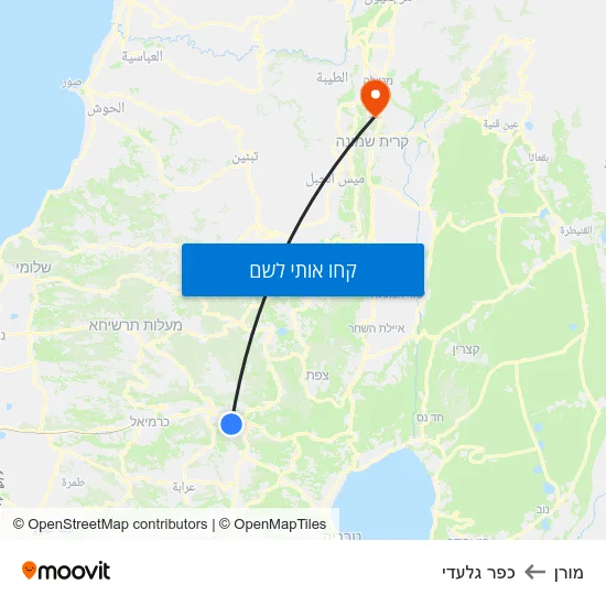 מפת מורן לכפר גלעדי
