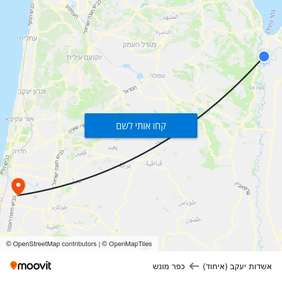 מפת אשדות יעקב (איחוד) לכפר מונש