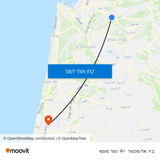 מפת ביר אל-מכסור לכפר מונש