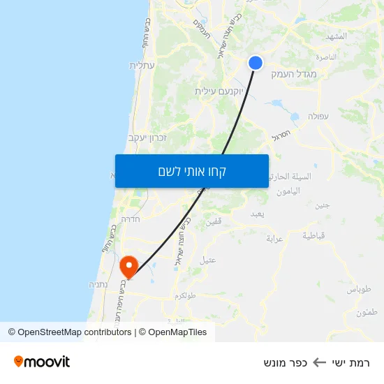 מפת רמת ישי לכפר מונש