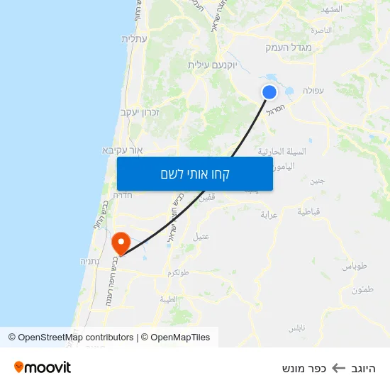 מפת היוגב לכפר מונש
