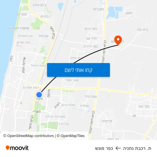 מפת ת. רכבת נתניה לכפר מונש