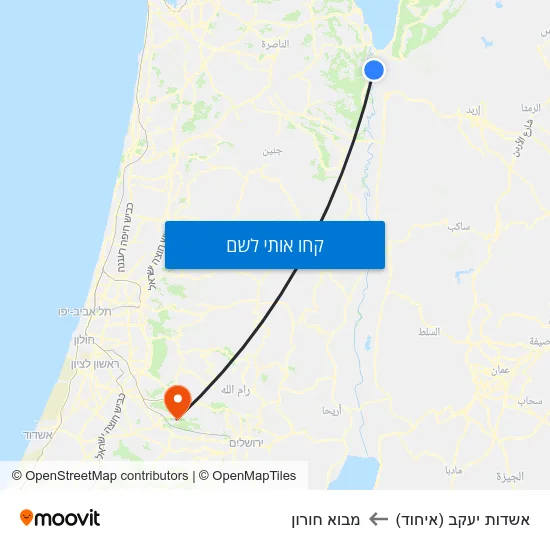 מפת אשדות יעקב (איחוד) למבוא חורון