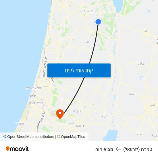 מפת טמרה (יזרעאל) למבוא חורון