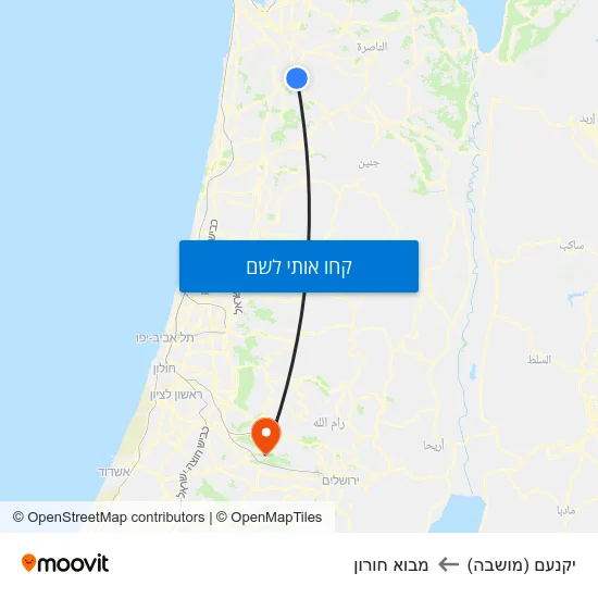 מפת יקנעם (מושבה) למבוא חורון