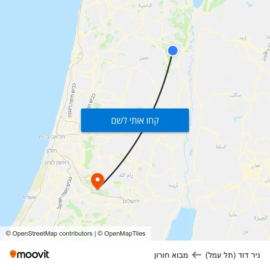 מפת ניר דוד (תל עמל) למבוא חורון