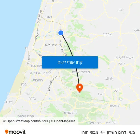 מפת מ.א. דרום השרון למבוא חורון