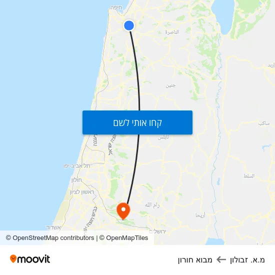 מפת מ.א. זבולון למבוא חורון