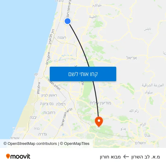 מפת מ.א. לב השרון למבוא חורון