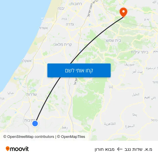 מפת מ.א. שדות נגב למבוא חורון