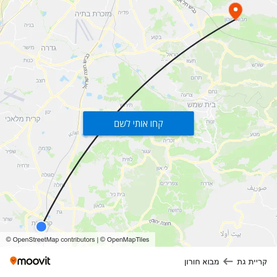 מפת קריית גת למבוא חורון
