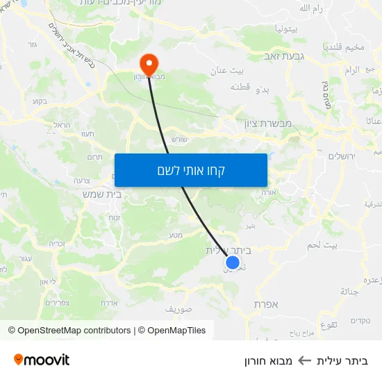 מפת ביתר עילית למבוא חורון