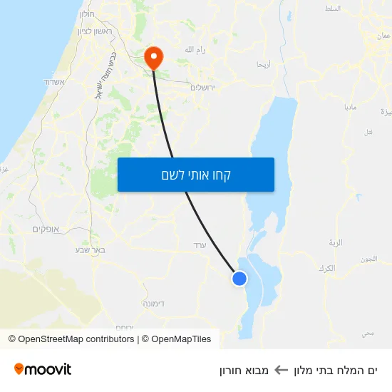 מפת ים המלח בתי מלון למבוא חורון