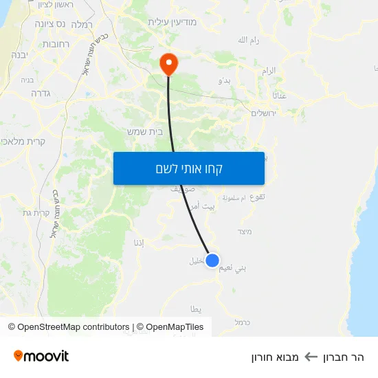 מפת הר חברון למבוא חורון