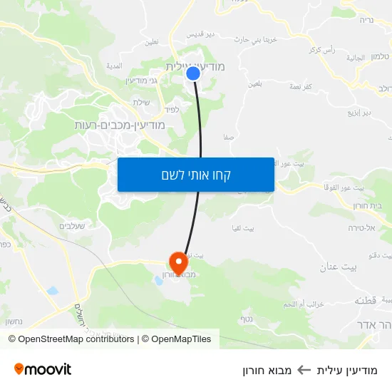 מפת מודיעין עילית למבוא חורון