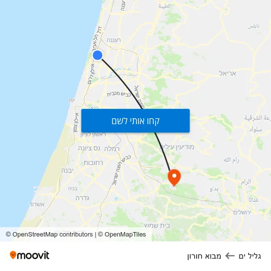מפת גליל ים למבוא חורון