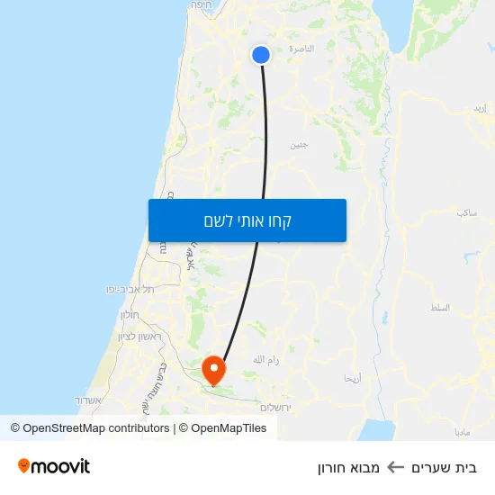 מפת בית שערים למבוא חורון