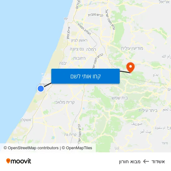 מפת אשדוד למבוא חורון