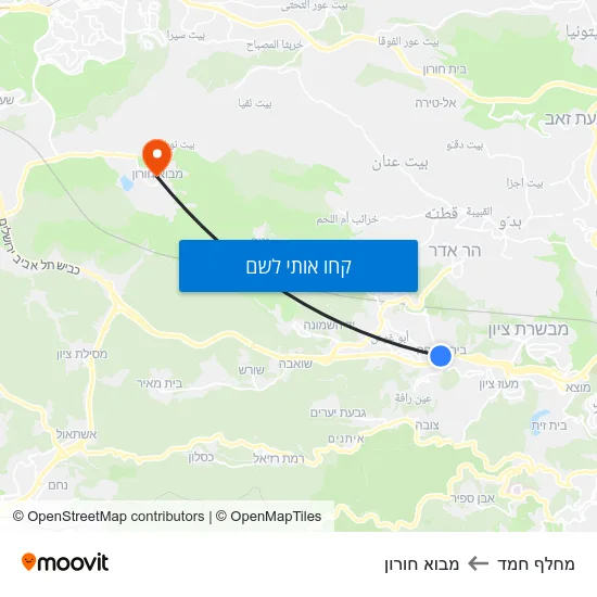 מפת מחלף חמד למבוא חורון