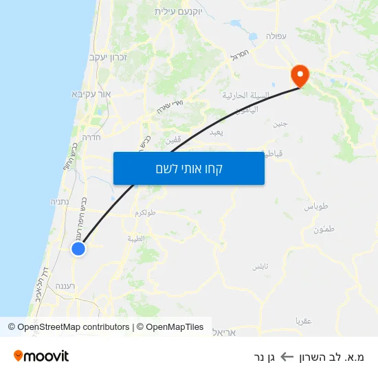 מפת מ.א. לב השרון לגן נר
