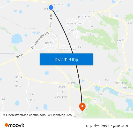 מפת מ.א. עמק יזרעאל לגן נר