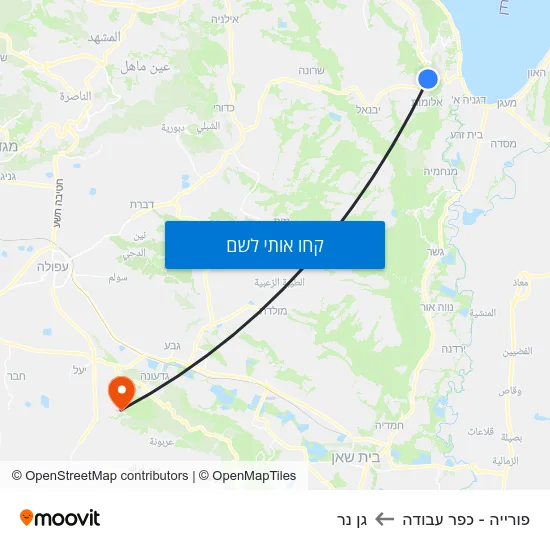 מפת פורייה - כפר עבודה לגן נר