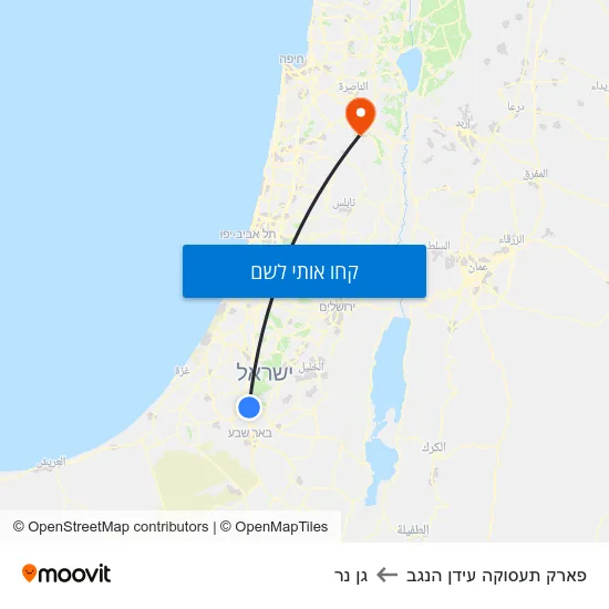 מפת פארק תעסוקה עידן הנגב לגן נר
