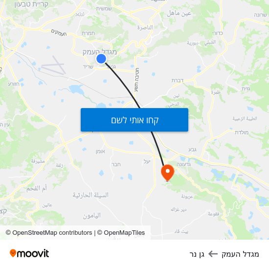 מפת מגדל העמק לגן נר