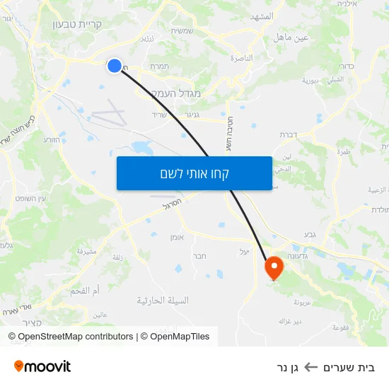 מפת בית שערים לגן נר