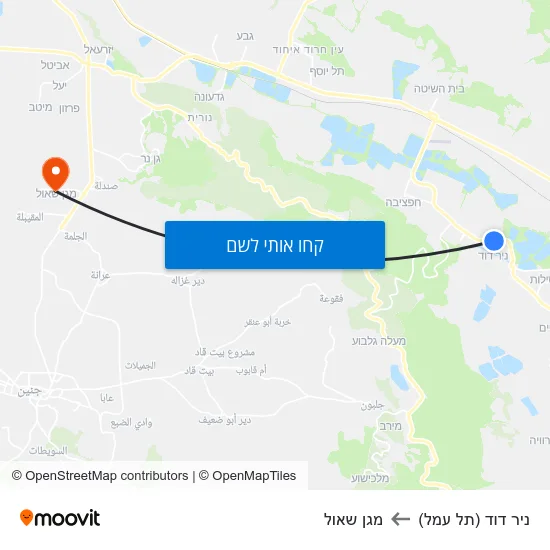 מפת ניר דוד (תל עמל) למגן שאול