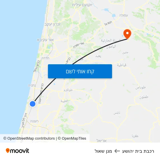 מפת רכבת בית יהושע למגן שאול