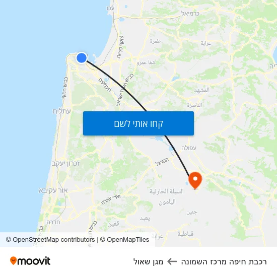מפת רכבת חיפה מרכז השמונה למגן שאול