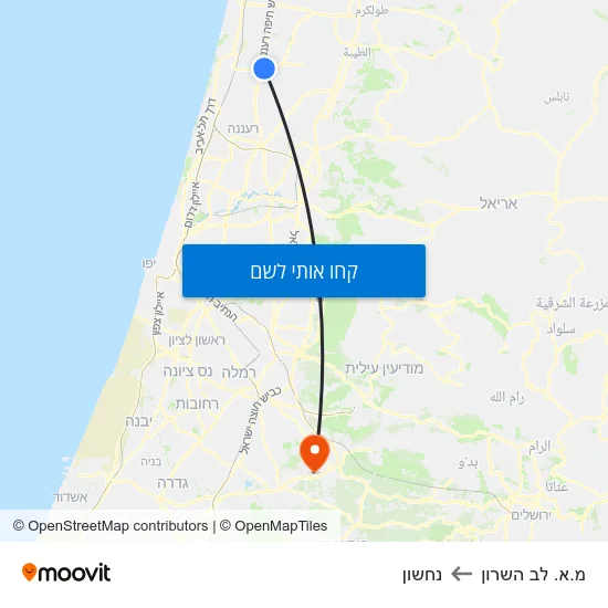 מפת מ.א. לב השרון לנחשון