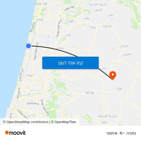 מפת נתניה לאיתמר