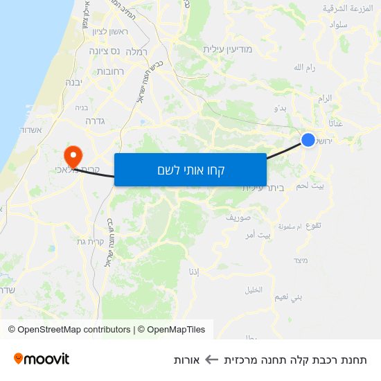 מפת תחנת רכבת קלה תחנה מרכזית לאורות