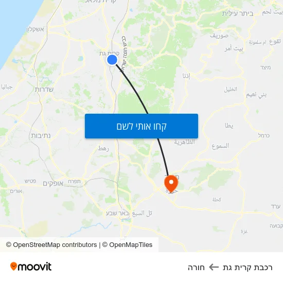 מפת רכבת קרית גת לחורה