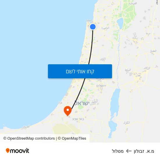 מפת מ.א. זבולון למסלול