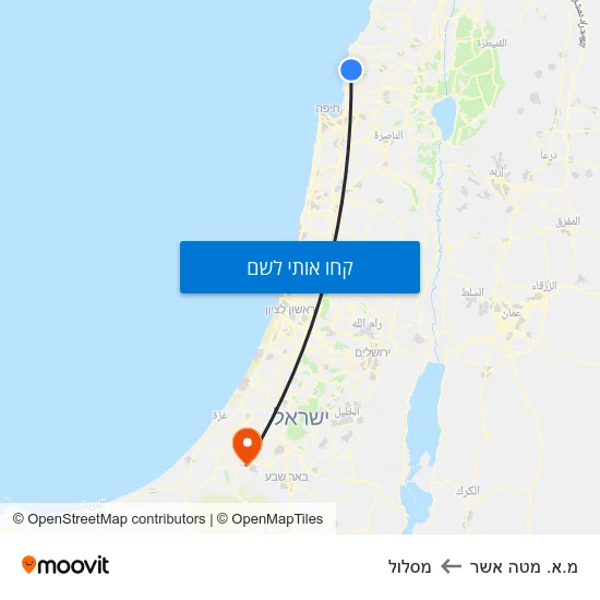 מפת מ.א. מטה אשר למסלול