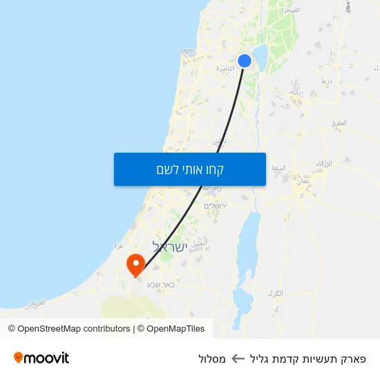 מפת פארק תעשיות קדמת גליל למסלול